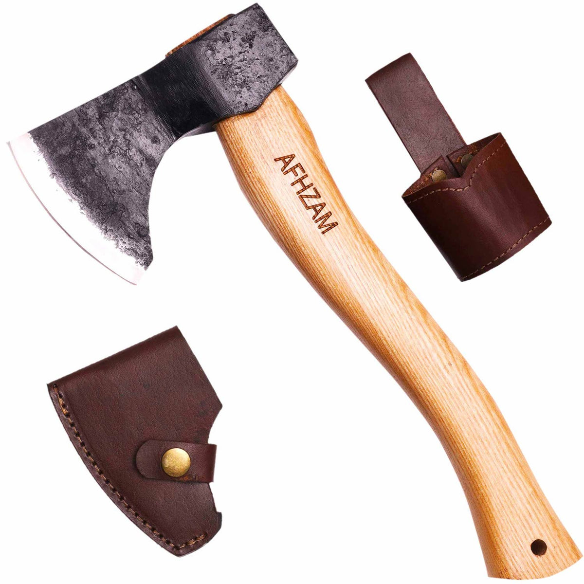 14‑Inch Hand‑Forged Gardening Axe with Leather Sheath