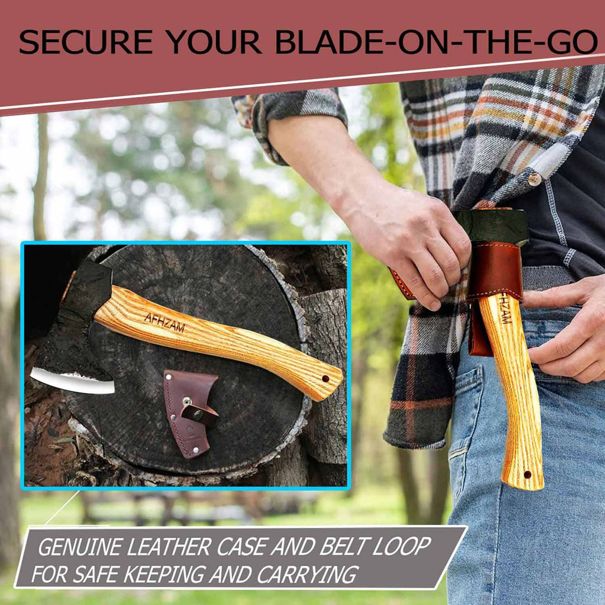 14‑Inch Hand‑Forged Gardening Axe with Leather Sheath