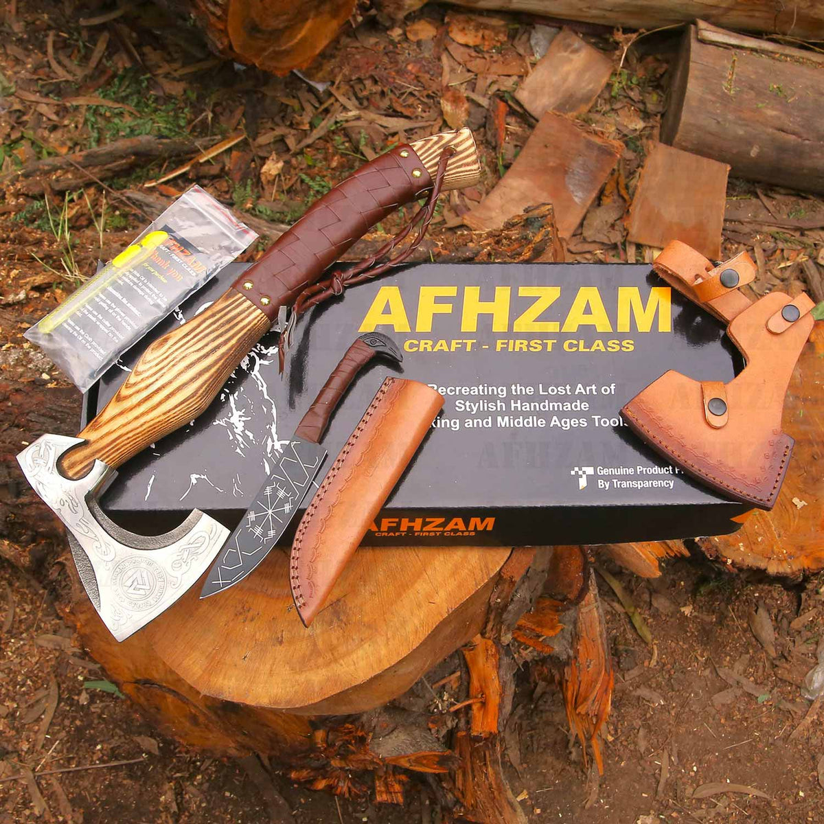 Handcrafted Viking Axe & Knife | Combo Gift Set