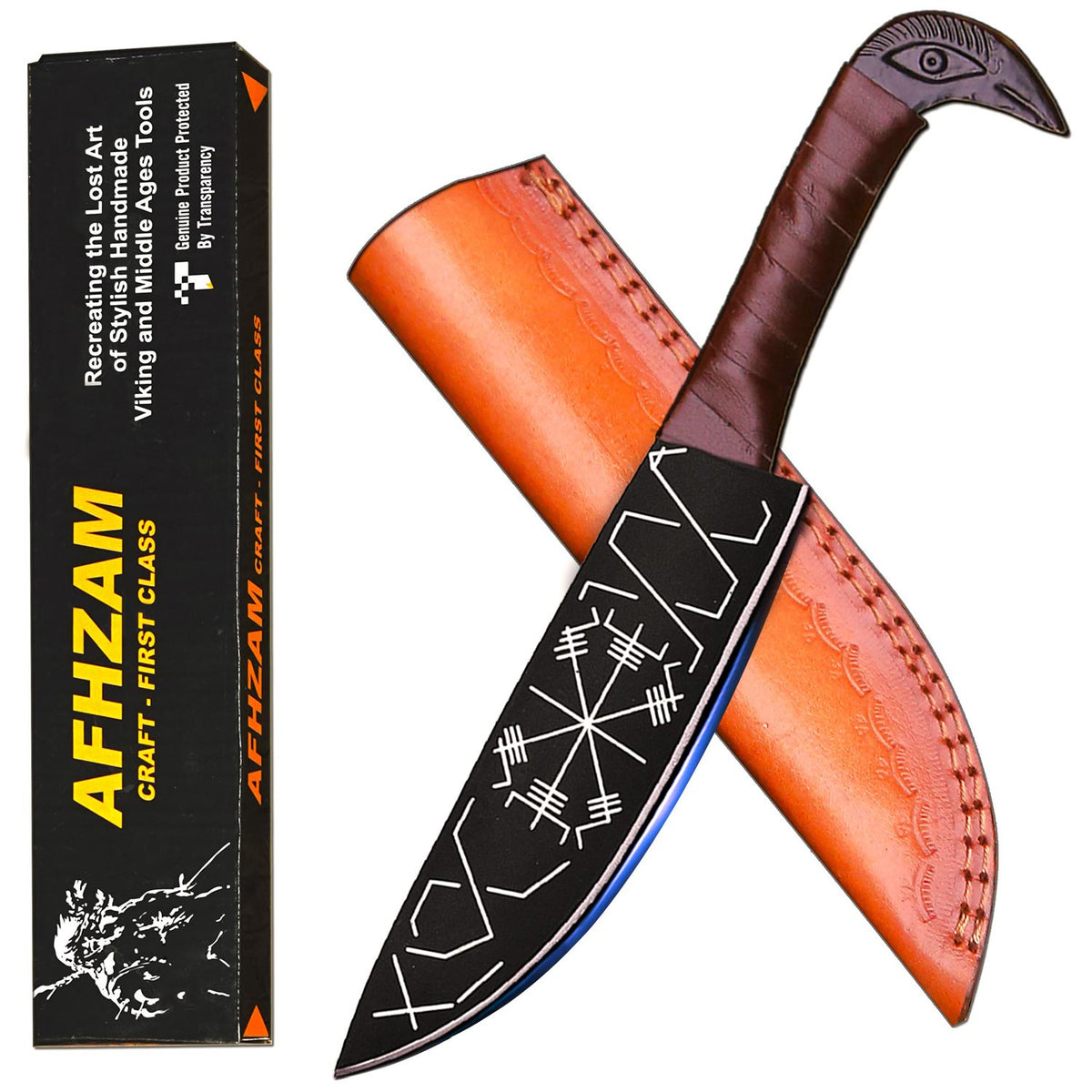 Viking Raven Knife | Hand-Forged Carbon Steel with Runes