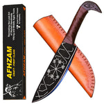 Viking Raven Knife | Hand-Forged Carbon Steel with Runes