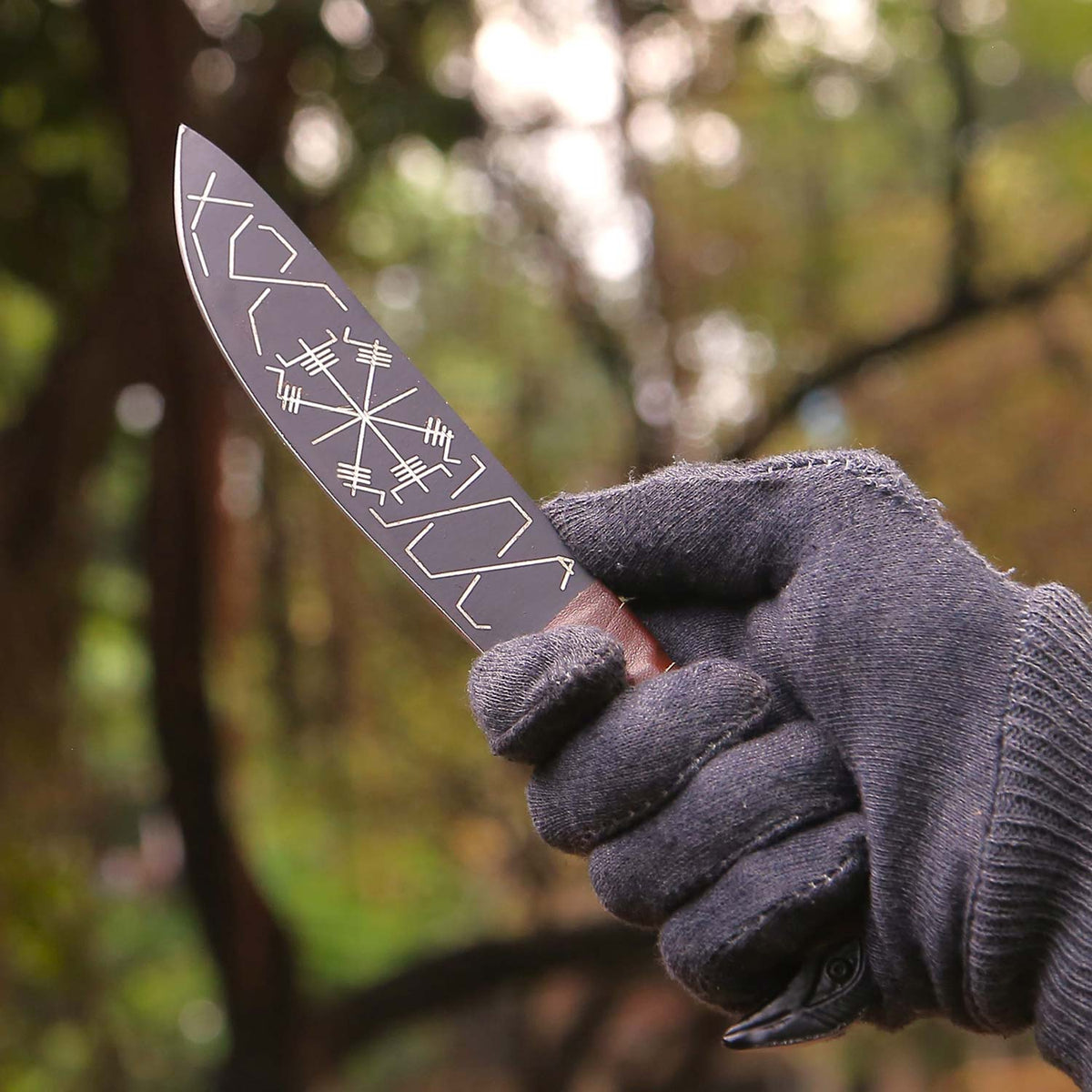 Viking Raven Knife | Hand-Forged Carbon Steel with Runes
